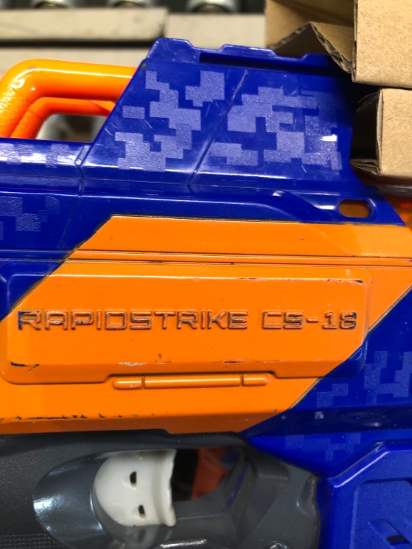 Photo 5 of NERF N-Strike Elite RapidStrike CS-18 blaster

(SCUFFS/SCRATCHES VISIBLE AROUND TOY AS PICTURED. DOES NOT COME WITH MAGAZINE OR AMMO. GUN IS USED!!!!!!)