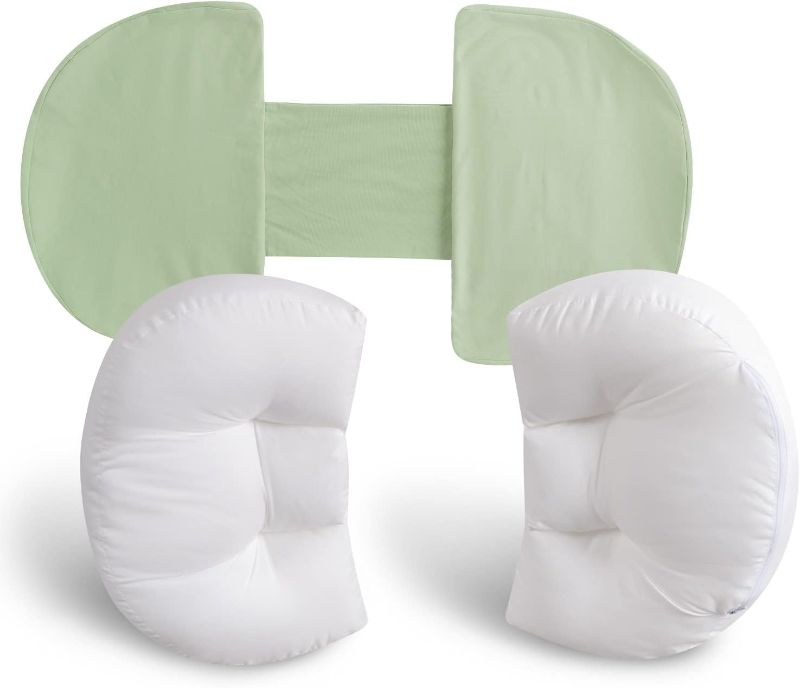 Photo 1 of AngQi Pregnancy Pillows for Sleeping, Side Sleeper Pregnancy Wedge Pillows, Double Wedge for Body, Belly, Back Support, Maternity Pillow with Removable and Adjustable Cover(Pale Green)