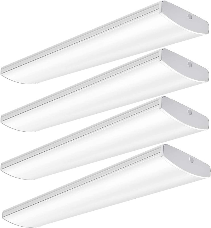 Photo 1 of AntLux 72W Commercial LED Wraparound Fixture 4FT Office Ceiling Lighting, 8500 Lumens, 4000K, 4 Foot Low Bay Flush Mount Garage Shop Lights, Integrated Wrap Light, Fluorescent Tube Replacement, 4 Pack
