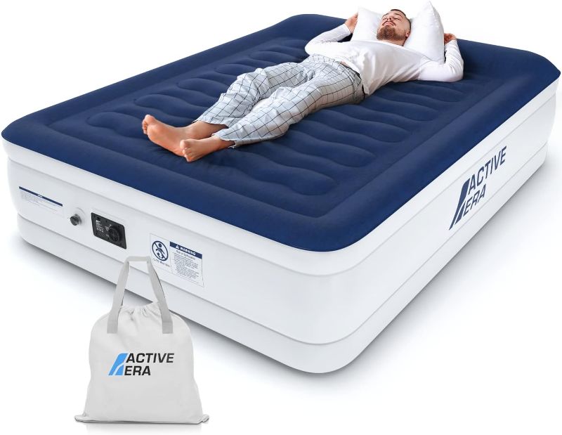 Photo 1 of Active Era Luxury Queen Air Mattress with Built in Pump with Built-in Electric Pump and Raised Pillow - Elevated Double High Air Mattress Queen with Structured I-Beam Technology, Height 22"
