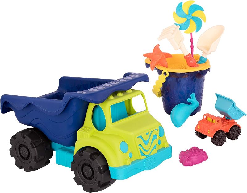 Photo 1 of B. toys by Battat B. Toys - Colossal Cruiser - 20 Large Sand Truck - Beach Toy Dump Trucks for Kids 18 M (Lime/Navy) (TRUCK ONLY - OTHER TOYS NOT INCLUDED)