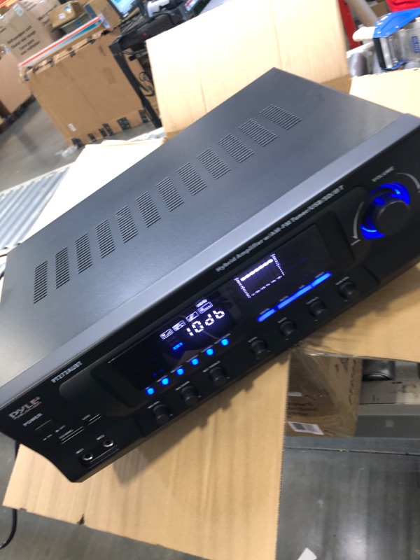 Photo 2 of Pyle PT272AUBT - Wireless Bluetooth Audio Power Amplifier - 300W 4 Channel Home Theater Stereo Receiver with USB, AM FM, 2 Mic IN with Echo, RCA, LED, Speaker Selector - For Studio, Home Use