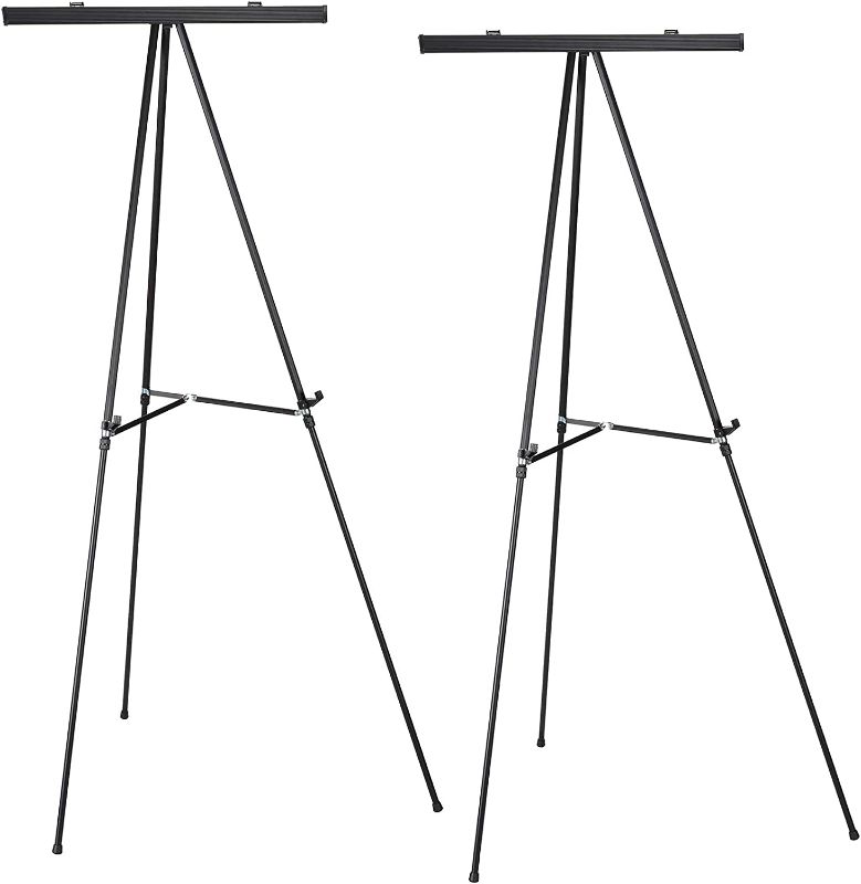 Photo 1 of Excello Global Products Aluminum Flip-Chart Presentation Easel Stand: 2-Pack with Telescoping Legs, (Black)