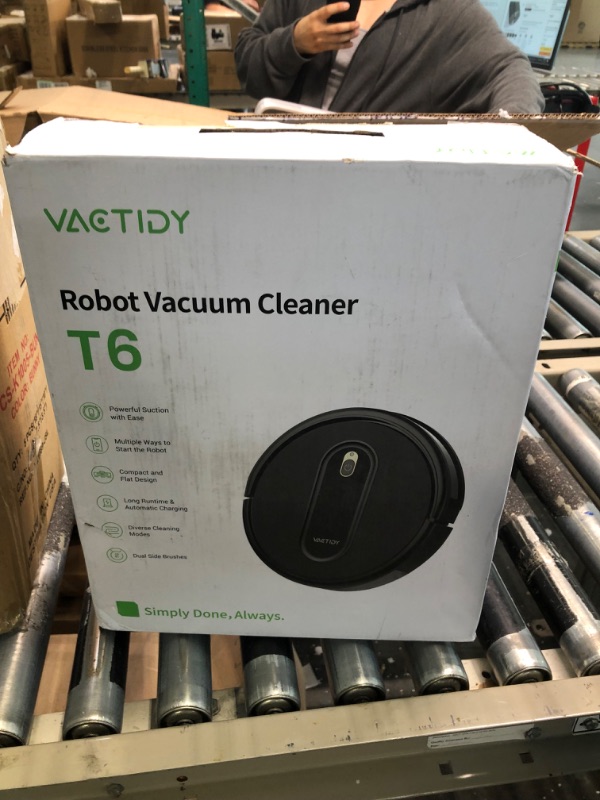 Photo 2 of Vactidy Nimble Robot Vacuum Cleaner, 2000Pa Strong Suction Robotic Vacuums, Super Slim, Quiet, Schedule Setting, Self-Charging, App/WiFi/Alexa Control, Ideal for Hard Floor, Carpet, Pet Hair, T6 Black