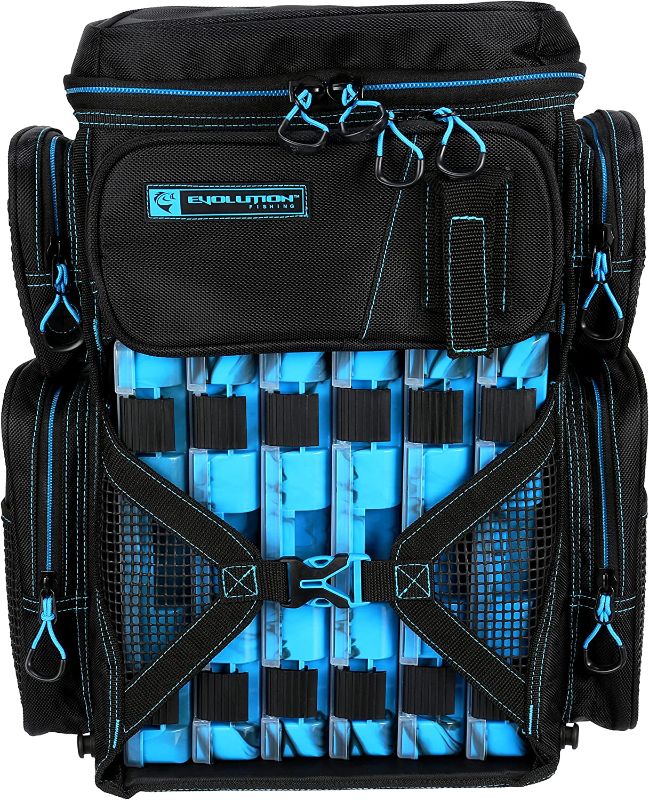 Photo 1 of Evolution Fishing Drift Series Tackle Backpack – 3600 Size, Outdoor Rucksack w/ 6 Fishing Tackle Trays, Built in Rain Fly, Heavy Duty Fishing Backpack, Tackle Carrying Case