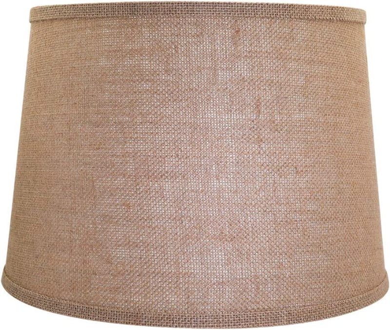 Photo 1 of ALUCSET Double Medium Lamp Shades Set of 2, Drum Fabric Burlap Lampshades for Table Lamp and Floor Light, 10x12x8 inch, Natural Linen Hand Crafted, Spider (Light Brown, 2 PCS Pack)