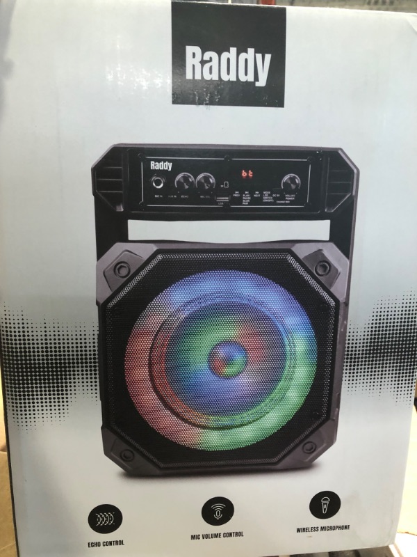 Photo 3 of Raddy RS68 Portable Karaoke Machine with Low Noise Wireless Microphone, PA System Rechargeable Bluetooth Speaker with LED Lights for Christmas Birthday Gift Home Party, Supports TF Card/USB/AUX