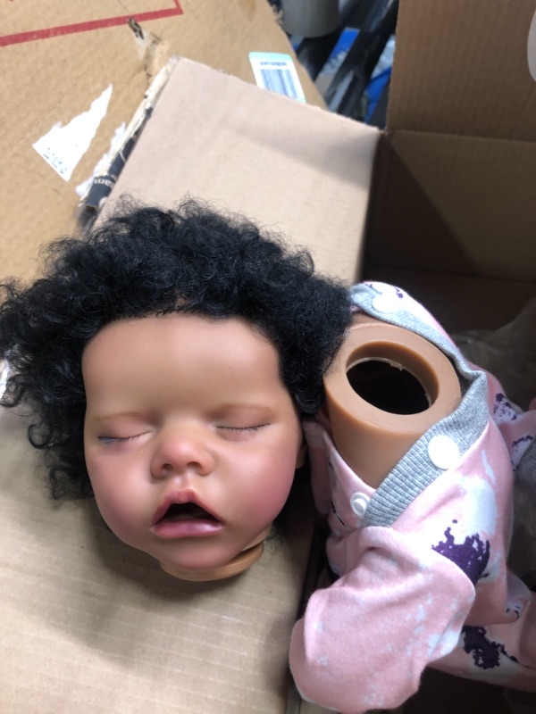 Photo 2 of BABESIDE Lifelike Reborn Baby Dolls Black - 17-Inch Baby-Soft Body & Curls Realistic-Newborn Baby Dolls African American Real Life Baby Dolls Cloth Body w/Feeding Kit & Gift Box for Kids