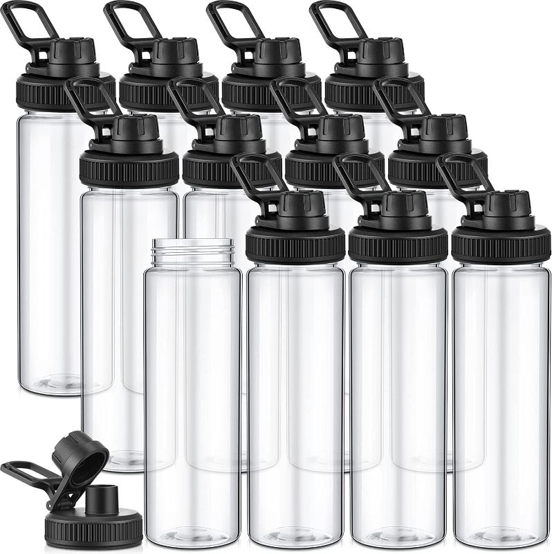 Photo 1 of 50 Pack Sports Water Bottles Bulk 24 oz Clear Water Bottle with Spout Lid Plastic Leak Proof Portable Sports Bottles 700 ml Bike Water Bottles with Handle for Fitness Outdoor Sports School Office