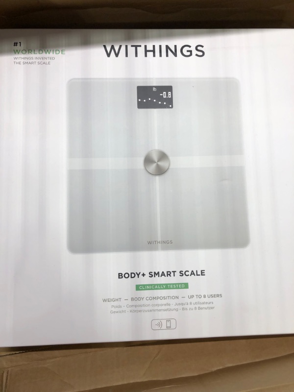 Photo 1 of Withings Body+ - Digital Wi-Fi Smart Scale with Automatic Smartphone App Sync, Full Body Composition Including, Body Fat, BMI, Water Percentage, Muscle & Bone Mass, with Pregnancy Tracker & Baby Mode White