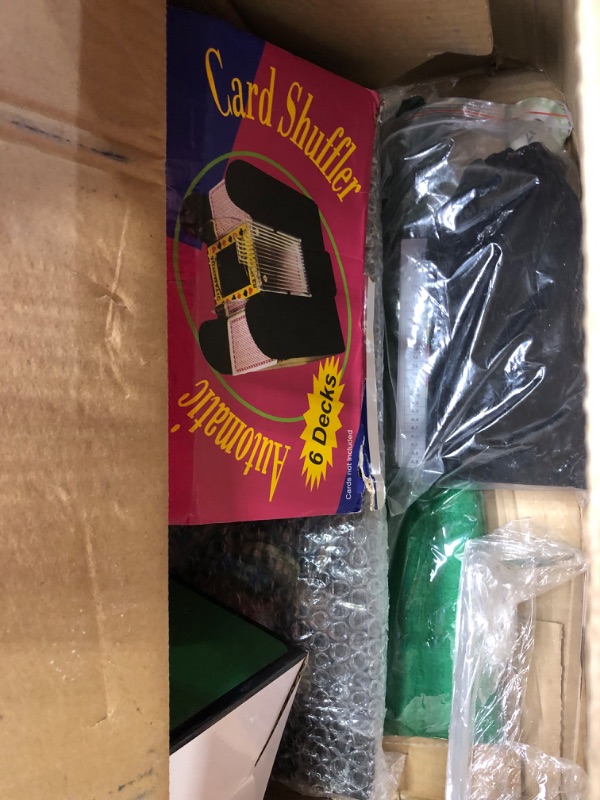 Photo 1 of Casino Set: Shuffler + Card Shoe + 360pcs Chips + Double-Sided Felt + 8xDeck Playing Cards + Chip Rake + Bell + Dice + 10xCut Cards + 4xCasino Buttons + 4pcs Batteries + (Casino Super Set) Super Casino Set