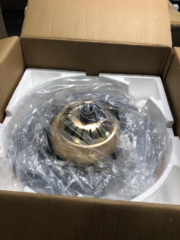 Photo 1 of QHRAY Crystal Ceiling Fans with Lights and Remote, Modern LED Chandelier Ceiling Fan with Retractable Blades 3 Color 3 Speeds Silent Fandelier Fixture for Bedroom Living Room (Gold)