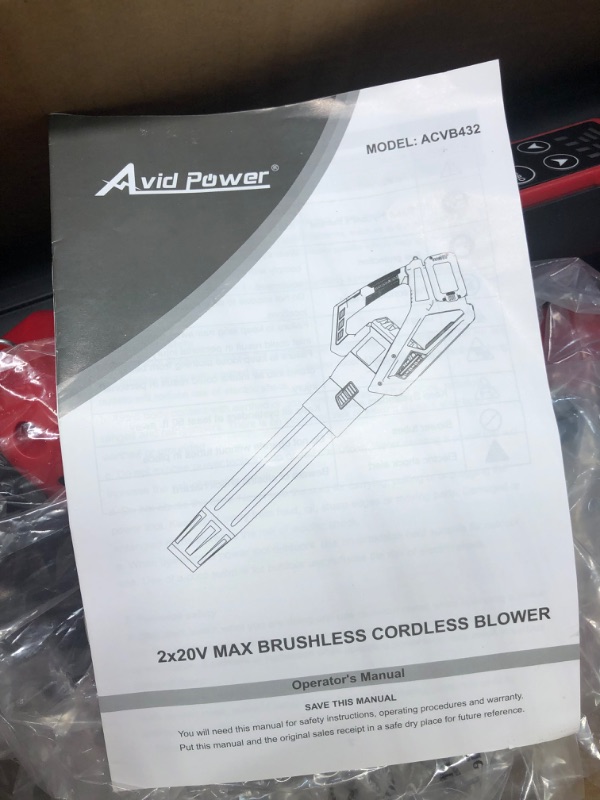 Photo 3 of AVID POWER 40V Cordless Leaf Blower, Brushless Electric Leaf Blower 485-CFM 130-MPH, Battery Powered Blower with Two 2.0Ah Batteries, 1-Hour Fast Charger, 4 Speeds and Turbo Function