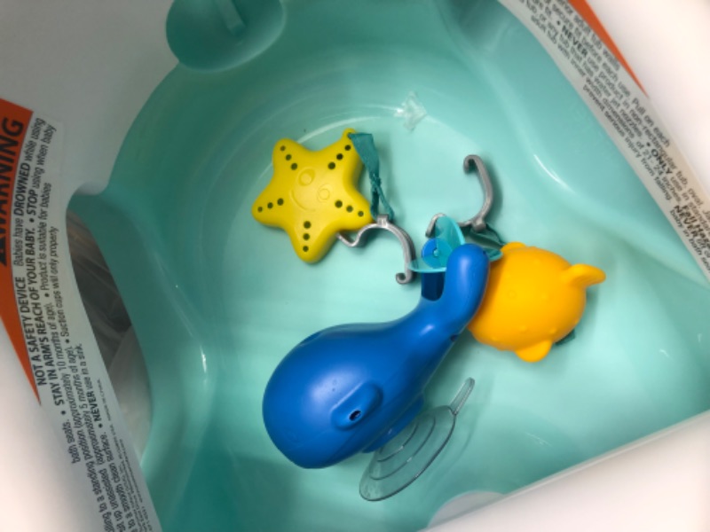 Photo 2 of Summer My Bath Seat with Toys – Baby Bathtub Seat for Sit-Up Bathing with Backrest Support, Plus Fun Bath Toys – Easy to Set-Up, Remove, and Store, with Secure Suction Cups, Mint, 4 Piece Set