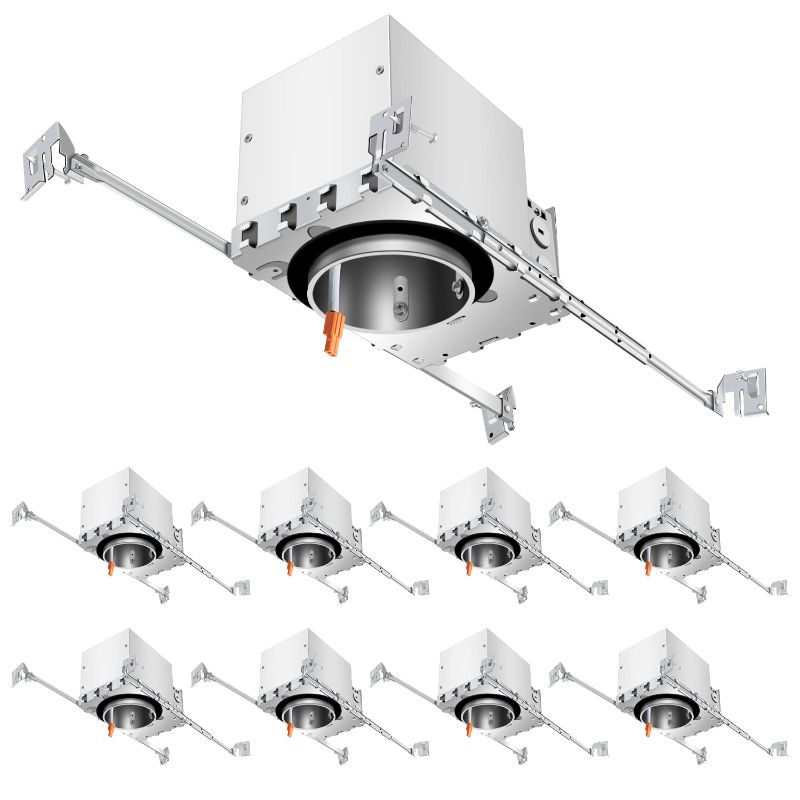 Photo 1 of 8 Pack 4 Inch LED Recessed Lighting Housing Can UL Listed with TP24 Connector and Extendable Hangers Air Tight IC Rated Suitable Hard Wired Construction Lighting Housing for Overhead Joist,Rafters
