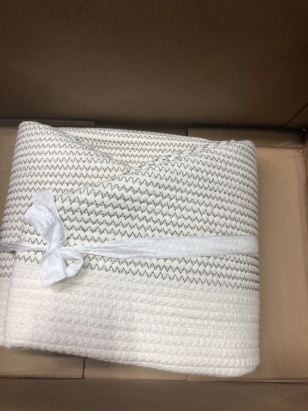 Photo 1 of Little Hippo Baskets XXXL Large Cotton Rope Basket 22"x22"x14" Storage Basket, Woven Basket, Large Basket, Blanket Basket Living Room, Toy Basket, Baskets for Organizing, Kids Toy Storage Organizer White with Stitching