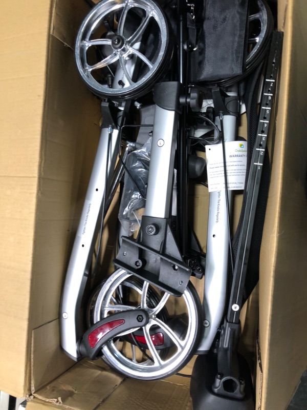Photo 1 of OasisSpace Original Upright Walker - Metal Wheel Upright Walker with Seat Support up 300 lbs,Armrest Walker with Backrest Seat and Padded Armrests for Seniors and Adults? Gray?
