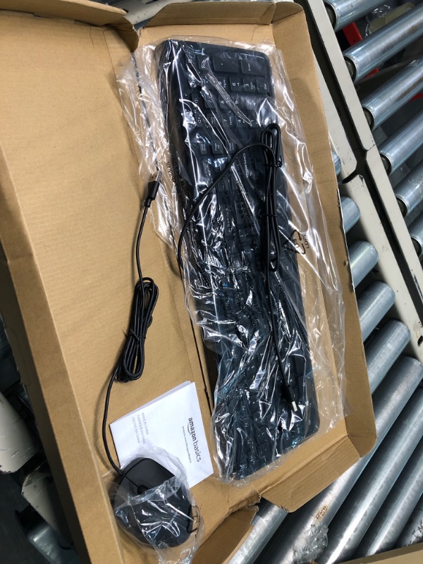 Photo 1 of AmazonBasics USB Wired Computer Keyboard and Wired Mouse Bundle Pack Bundle with AmazonBasics High-Speed 4K HDMI Cable - 6 Feet