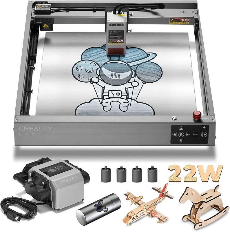 Photo 1 of Official Creality Falcon2 Laser Engraver, True 22W High-Power Output Laser Cutter with Integrated Air Assist Pump, DIY Laser Engraving Machine for Wood and Metal, Leather, Acrylic
