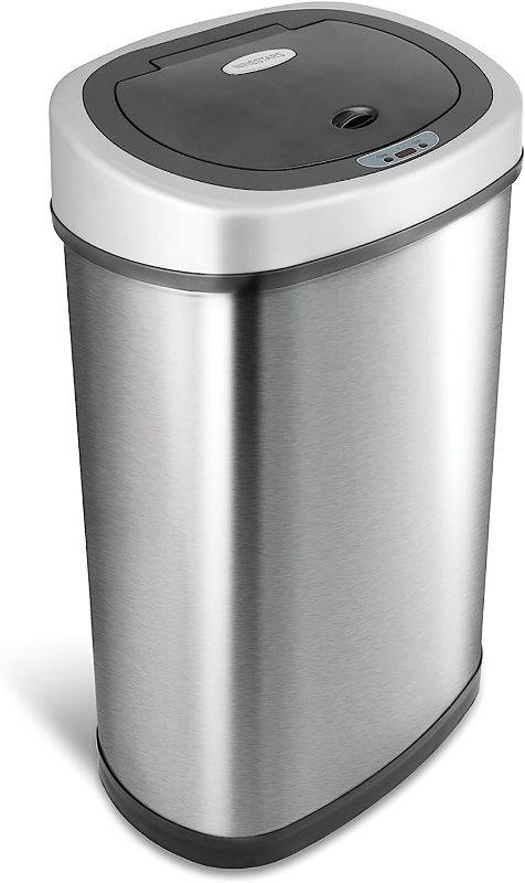 Photo 1 of 13 gallon oval stainless steel automatic sensor touchless trash can