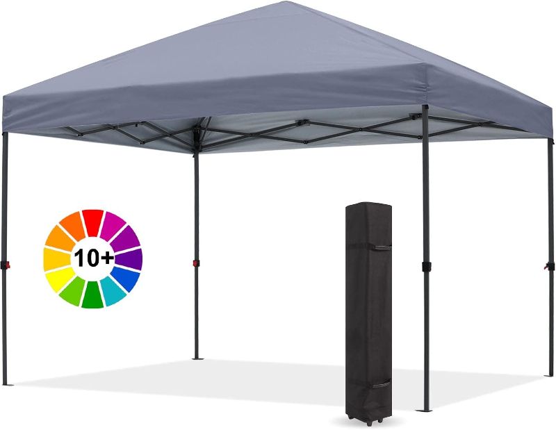 Photo 1 of CROWN SHADES 10x10 Pop up Canopy Instant Commercial Canopy Including 1 Removable Sidewall, 4 Ropes, 8 Stakes, 4 Weight Bags, STO 'N Go Bag, Red
