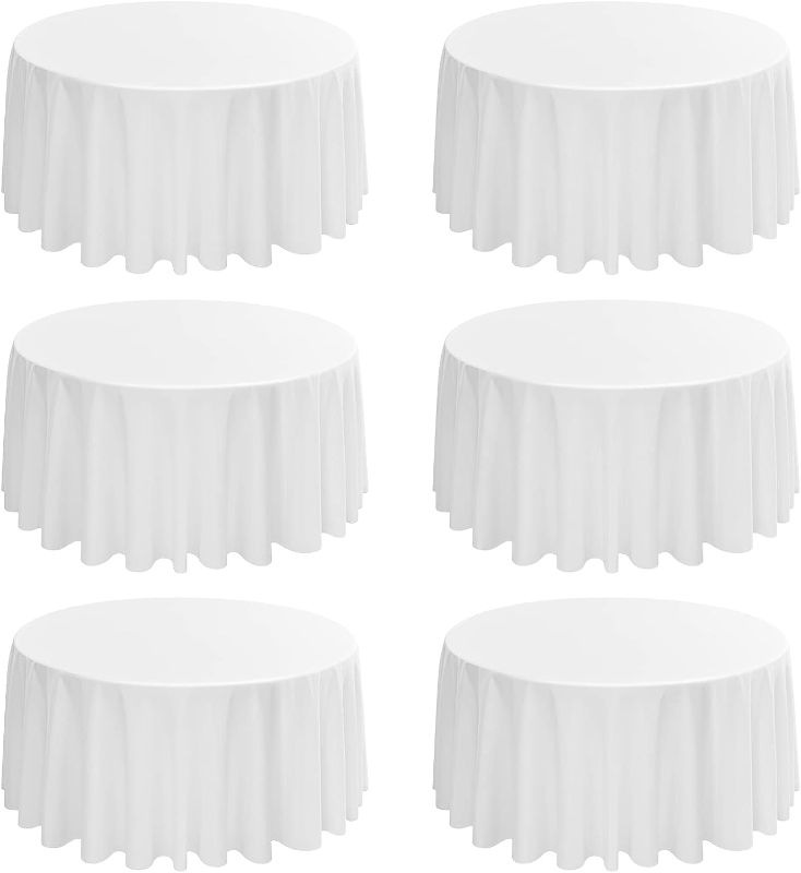 Photo 1 of 
REWOMC 6 Pack Round Tablecloths - 120 Inch, White Polyester Table Cover for Round Table, Stain and Wrinkle Resistant Washable Fabric Table Cloth, Polyester...
