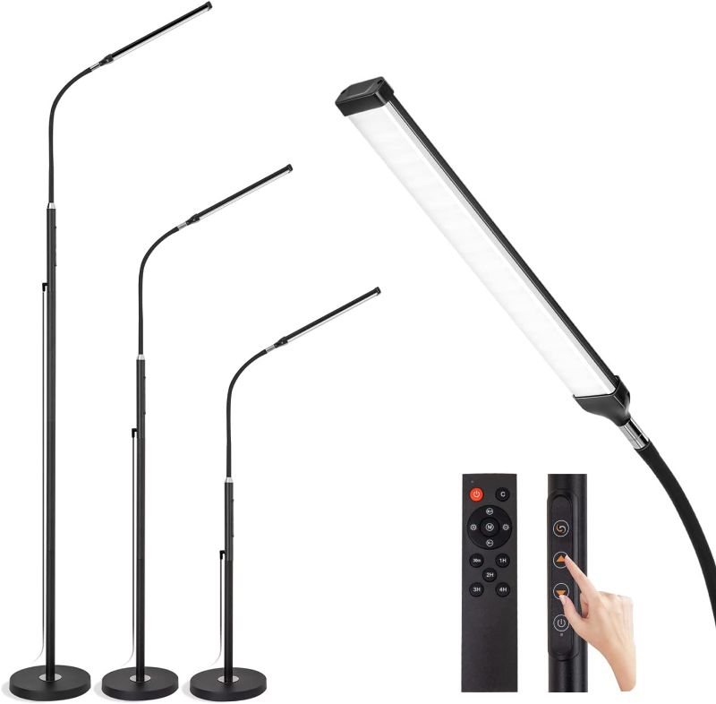 Photo 1 of LED Floor Lamp for Reading,Bright Floor Lamp with Remote,10 Steps Brightness Touch Floor Light,Dimmable Adjustable Gooseneck Floor Lamp,Stand Tall Lamp for...


