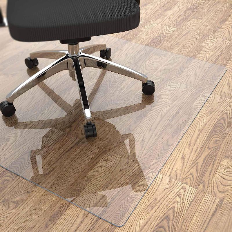 Photo 1 of Yecaye Office Chair Mat for Hardwood Floor, 48"×36" Clear Office Floor Mat, Computer&Desk Chair Mat, PVC Heavy Duty Floor Protector Chair Mats...
