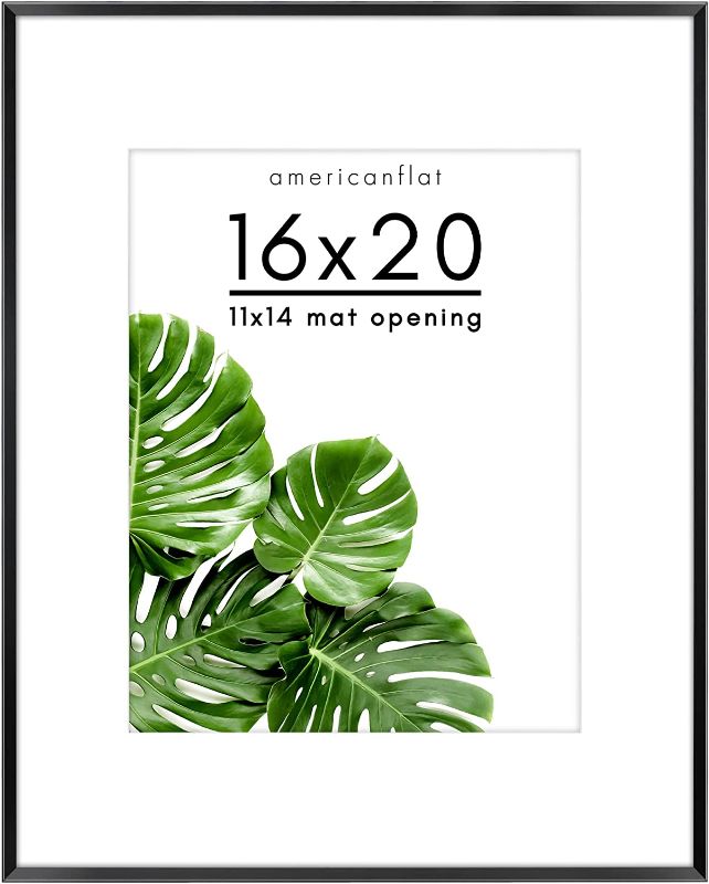 Photo 1 of Americanflat Aluminum 16x20 Poster Frame in Black - Use as 11x14 Picture Frame with Mat or 16x20 Frame Without Mat - Shatter Resistant Glass with Built-in...
