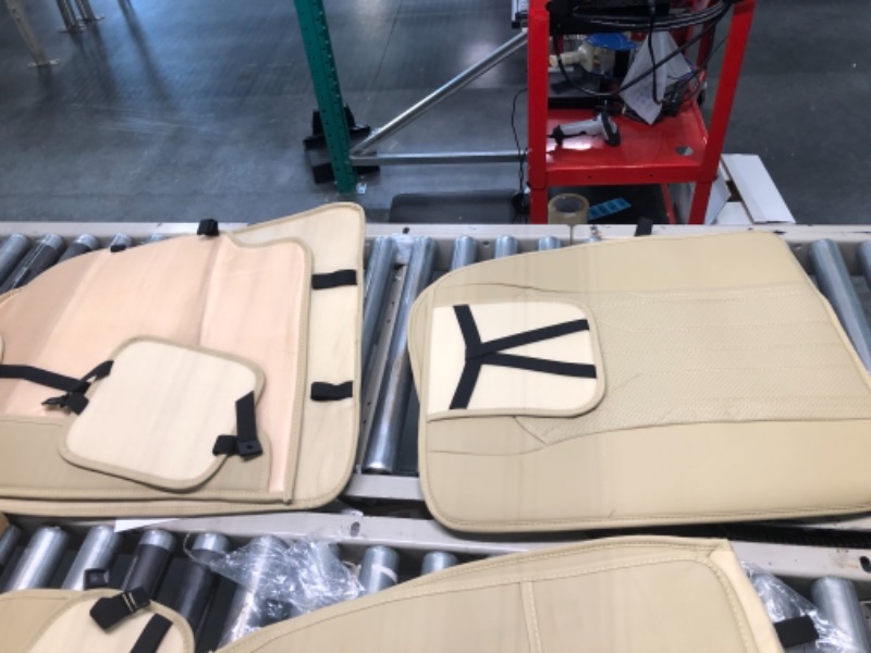 Photo 6 of AOOG Leather Car Seat Covers, Leatherette Automotive Seat Covers for Cars SUV Pick-up Truck, Non-Slip Vehicle Car Seat Covers Universal Fit Set for Auto Interior Accessories, Full Set Full Set 03-BEIGE