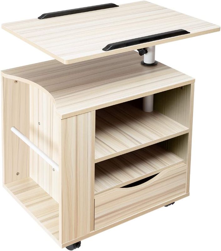 Photo 1 of 
SIDUCAL Functional Bedside Table Adjustable & Swiel Wooden Nightstand with Drawers,