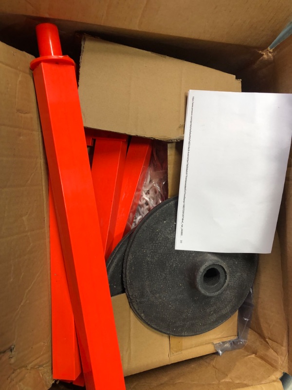 Photo 3 of [2 Pack]Adjustable Traffic Delineator Post Cones with Weighted Base & Reflective Collars, Orange Parking Pole with 4 FT Plastic Chains, Safety Barrier Stanchion Chain for Traffic Crowd Control
