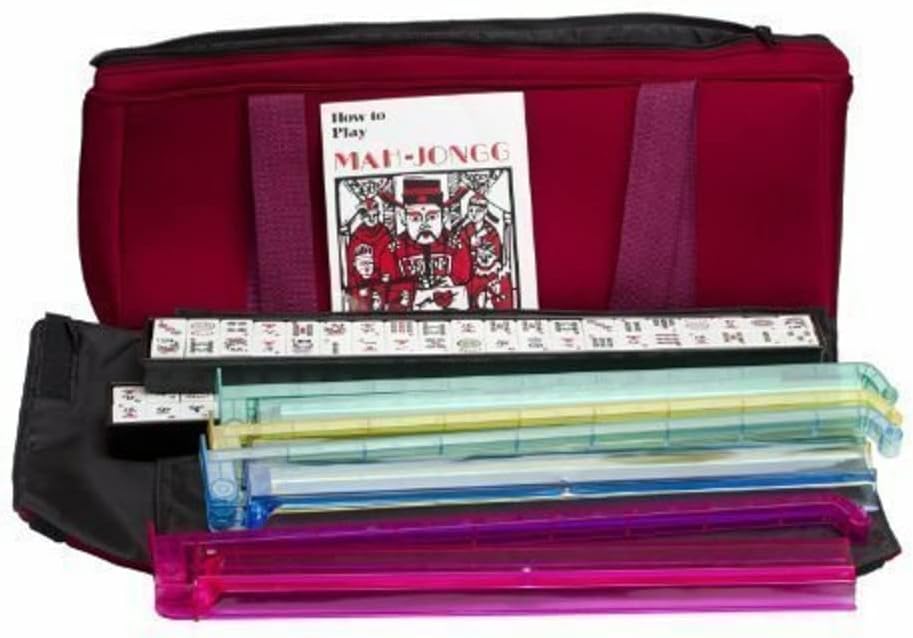 Photo 1 of American Mah Jongg Soft Bag Case New 166 Tile Set with 4 Color Pushers, Burgundy(Discontinued by manufacturer)

