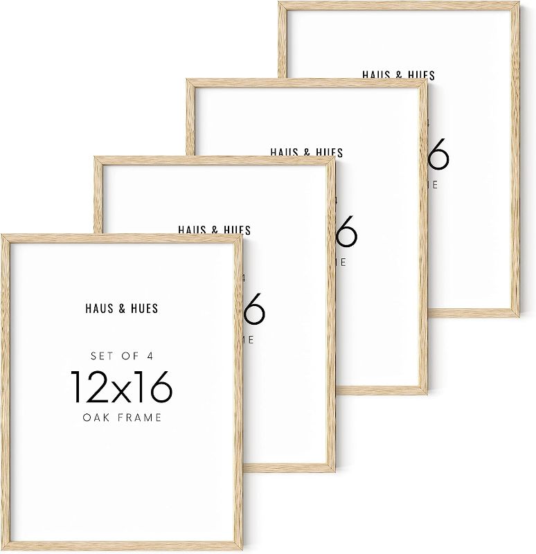 Photo 1 of 12"x16" Beige Oak Wood Picture Frame Set 4 pack