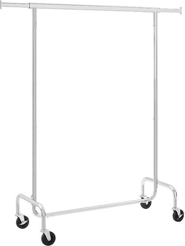 Photo 1 of SONGMICS HSR11S Clothes Rack on Wheels Heavy Duty Extendable Clothes Rail 130kg Load Capacity Hanging Clothes Rack Metal Chrome Plated Silver HSR11S