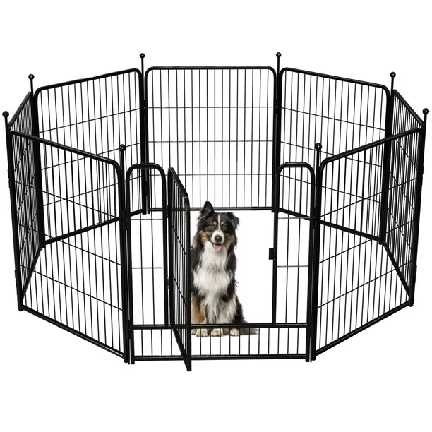 Photo 1 of FXW Dog Playpen, 24"/32"/40"/50" Height Dog Fence Heavy Duty Exercise Pen with Safe and Sturdy Stakes for Large/Medium/Small Dogs, Easy to Assemble for RV Camping/Yard, 2/8/16/24/32/48 Panels