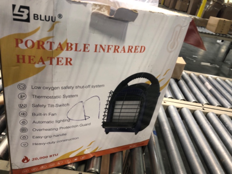 Photo 2 of BLUU Propane Heater with Fan for Outdoor and Indoor Use 20,000 BTU with Thermostat, Heaters Great for Camping, Patio, Tent & Garage, Tip-Over & Overheat Protection for Safe CSA Compliance (Blue) 20000BTU Blue