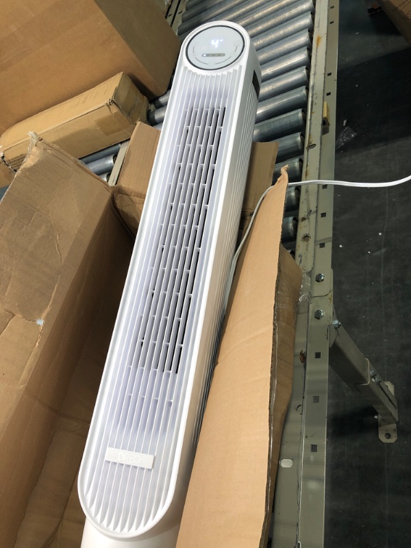 Photo 1 of Dreo Tower Fan with Remote, Smart Oscillating Quiet Fans for Bedroom, Bladeless Standing Cooling Floor Fan with WiFi Voice Control Blow Cold Air, 4 Modes, 4 Speeds, 8H Timer, Works with Alexa/Google