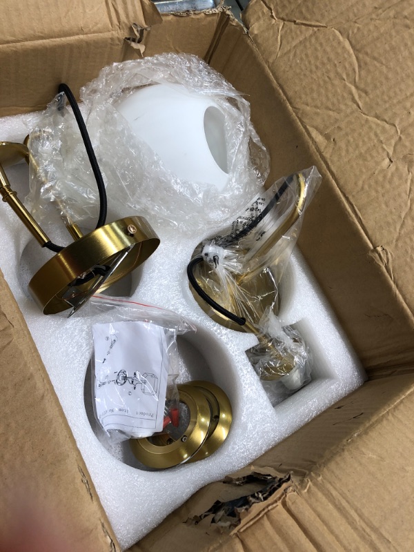 Photo 1 of Bektas Plug in Wall Sconces Set of Two, Mid Century Modern Hanging Globe Wall Sconce Light, Gold Modern Wall Lamp Adjustable Cord with Milky White Glass Globe for Bedroom Sconces Wall Lighting