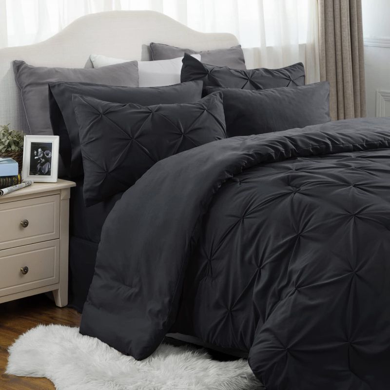 Photo 1 of Bedsure Black King Size Comforter Set - Bedding Set King 7 Pieces, Pintuck Bed in a Bag Black Bed Set with Comforter, Sheets, Pillowcases & Shams
Only two pillowcases and the big blanket