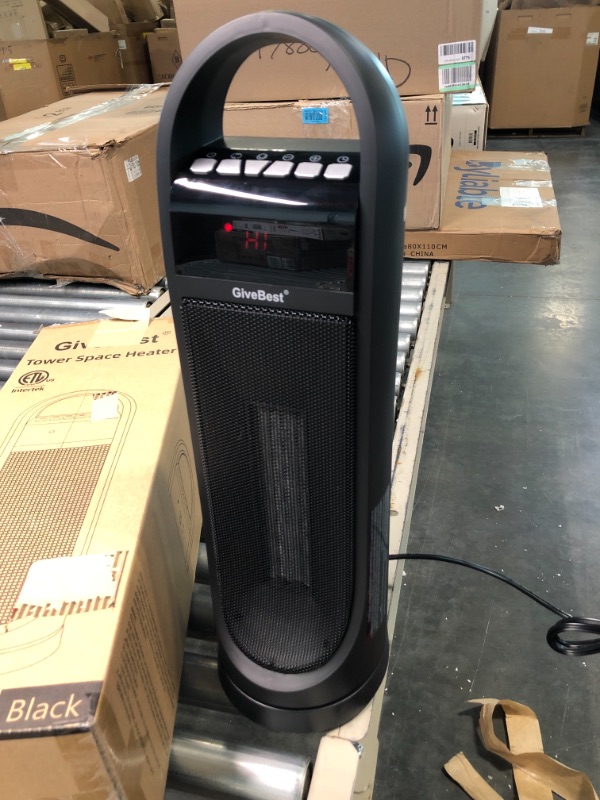 Photo 1 of 22” Tower Space Heater, 1500W/900W Ceramic Quiet Room Heater with Remote Control, Oscillation, Thermostat, Overheat & Tip-Over Protection, Digital Rotating Heater for Room Home Office