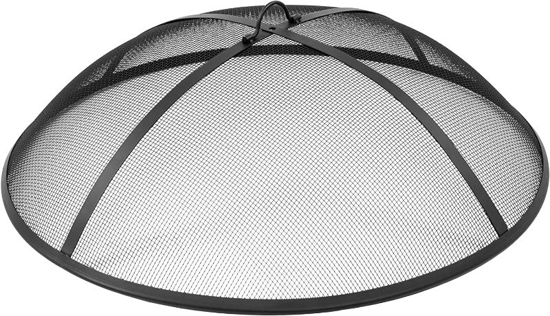 Photo 1 of 24Inch Round Fire Pit Spark Screen Cover,Outdoor Patio Mesh FirePit Screens,Heavy Duty Steel Domed Fire Pit Ember Guard with Handle