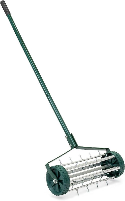 Photo 1 of Best Choice Products 17-inch Rolling Lawn Aerator Gardening Tool for Grass Maintenance, Soil Care w/Tine Spikes, 41in Handle, Dark Green
