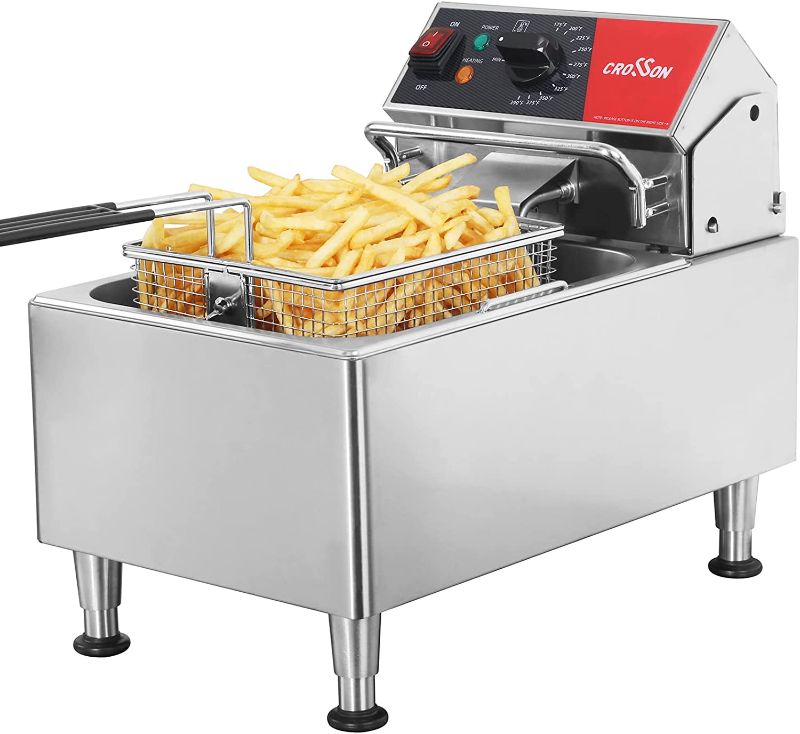 Photo 1 of CROSSON ETL Listed 13Lbs Electric Deep Fryer Countertop with Easy-assembling Solid Basket,Removeable Oil Container for Restaurant Home Use-120V,1800W Commercial Deep Fryer