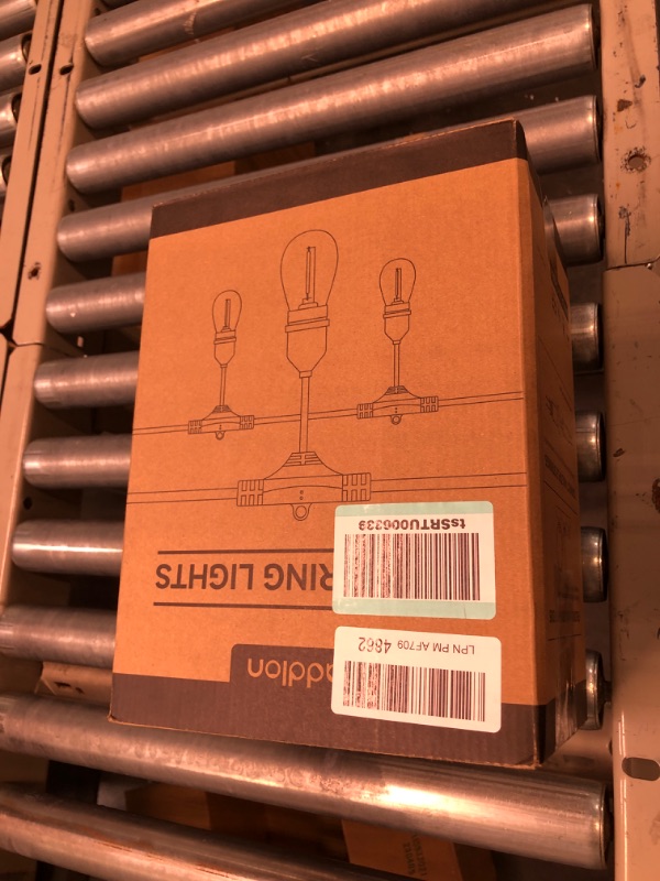 Photo 3 of addlon LED Outdoor String Lights 48FT with Edison Vintage Shatterproof Bulbs and Commercial Grade Weatherproof Strand - ETL Listed Heavy-Duty Decorative Lights for Patio Garden 48FT Black
In box with light bulbs two may or may not be missing, unless that'