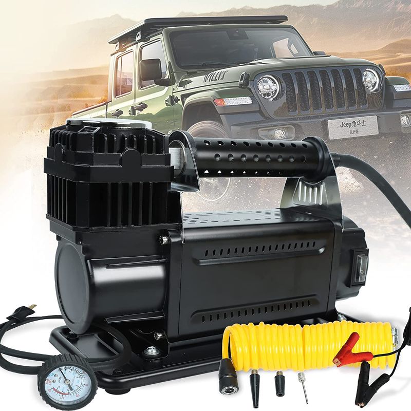 Photo 1 of 5.65 CFM Universal Air Compressor, 12v Car Truck Tires Inflator Heavy Duty Air Compressor Car Tires Air Pump for Truck SUV 4x4 Vehicle RV Tire