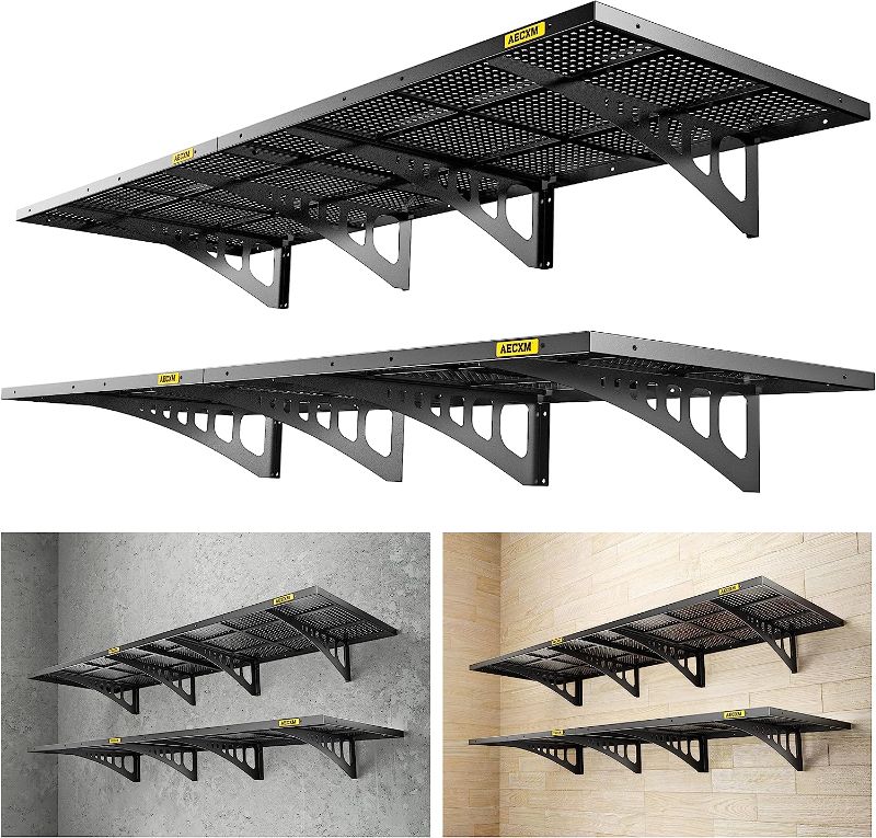 Photo 1 of Aecxm 2pack-2x6ft Garage Shelving Garage Storage Wall Garage Shelves Garage Storage Wall Mounted Shelves Heavy Duty Sturdy Wall Shelves (Black)
