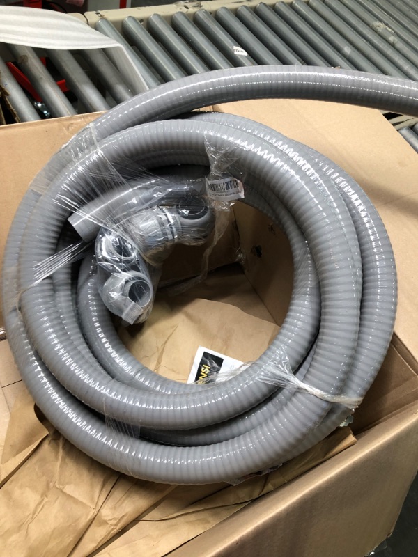 Photo 1 of 1-1/4inch 25FT Electrical Conduit Kit,with 4 Straight and 2 Angle Fittings Included,Flexible Non Metallic Liquid Tight Electrical Conduit(1-1/4" Dia, 25 Feet) 1-1/4IN,25FT