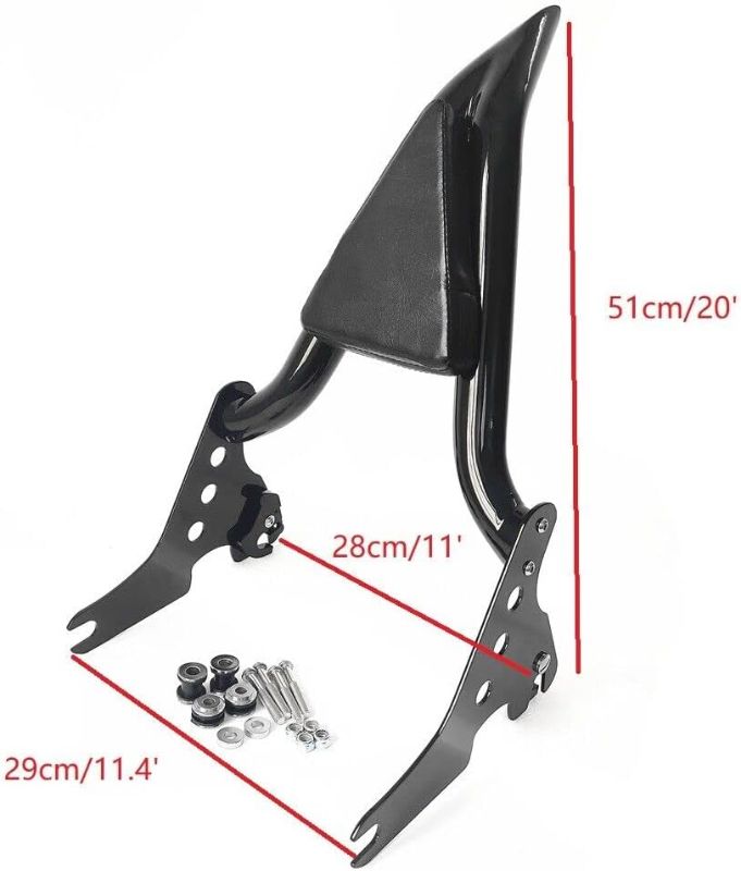 Photo 1 of Black Sissy Bar, Detachable Passenger Backrest Rear Pad Fit for Harley 2004-2022 Sportster XL883 48 XL1200 Rear Passenger Sissybar Back Rest
