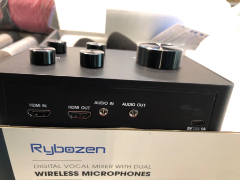 Photo 4 of Rybozen Wireless Microphone Karaoke Mixer System, Dual Handheld Wireless Microphone for Karaoke, Smart TV, PC, Speaker, Amplifier, Church, Wedding - Support HDMI, AUX In/Out